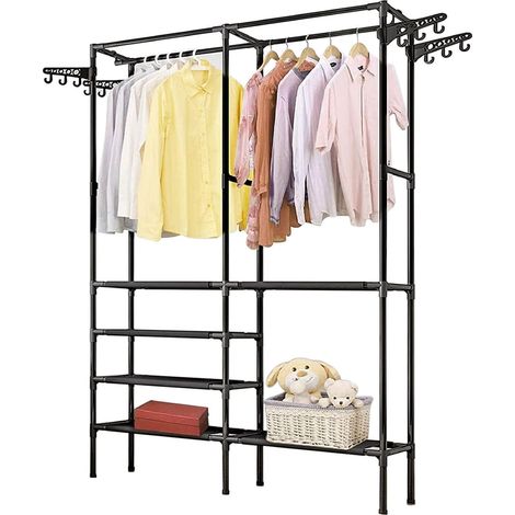 Youyijia Clothes Coat Rail Garment Dress Hanging Display Stand Shoe Rack Shelf Storage for Home Living Room Office Style2