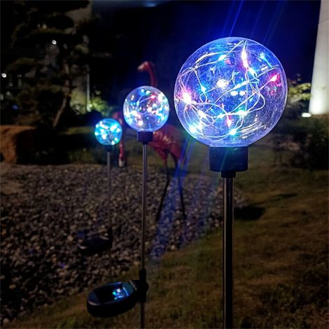 Lampes solaires de jardin, boules de verre LED étanches pour allée, pelouse, terrasse - Décoration extérieure-AquaForge (1/4)