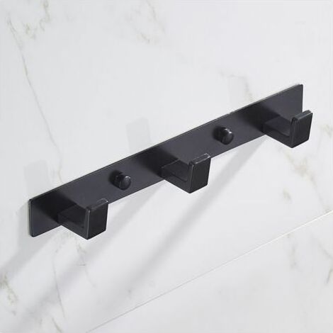 Perchero de pared para baño con 3 ganchos, acero inoxidable, negro. (1/4)