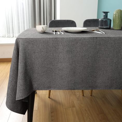Nappe Lin Gris 145x215 cm Carrée Lavable Rectangulaire