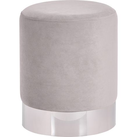 Puf de terciopelo gris plateado 36 x 44 cm reposapiés glamour Brigitte (1/5)