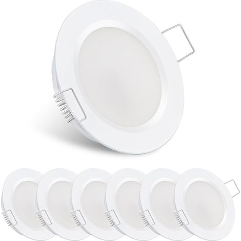 Spot Encastrable 12V LED Camping-car Bateau Noir Dimmable Trou 57-65mm 2,5W 3000K 215LM Étanche IP64 Éclairage Plafond Encastré pour Camper Van Meuble, Lot de 6 Blanc Chaud (1/5)