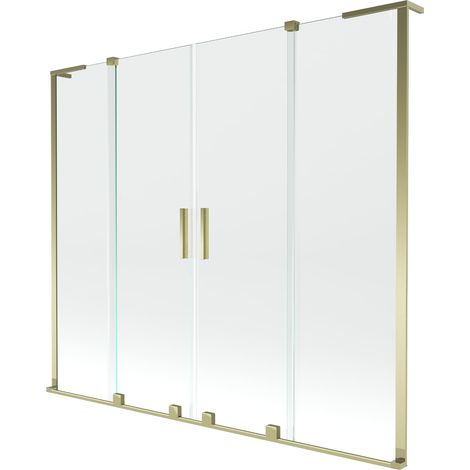 Mexen Velar L Duo mampara de baño de 2 hojas correderas 180 x 150 cm, transparente, dorado - 896-180-003-02-50 (1/2)