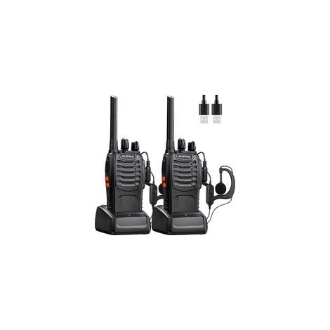 Baofeng Talkie Walkie Longue portée Recargable Profesional 16 Canales PMR Talkies-Walkies Radio, con oreillette, Cargador USB, Batería (1 e)