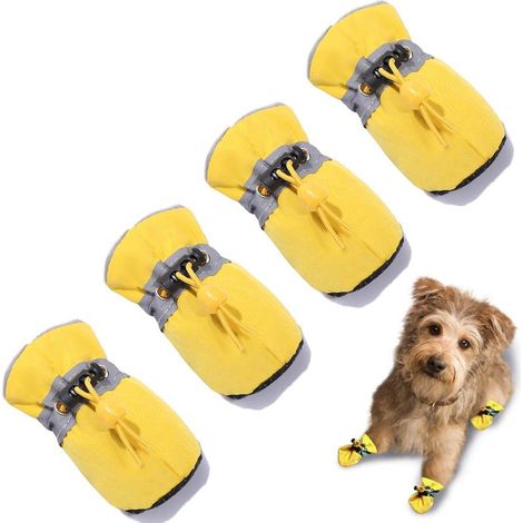 Lot de 4 protège-pattes pour chien, bottes pour animaux de compagnie (jaune taille 3) (1/3)