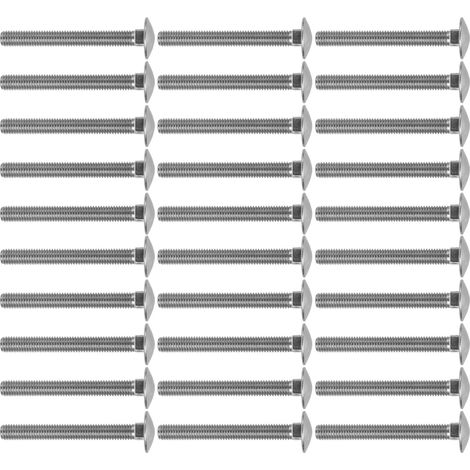 30 Boulons à tête carrée M8x1.25 Inox A2, Vis de Carrosserie DIN 603 M8x70, Lot de 30 Pièces