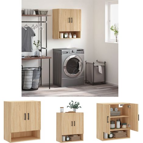 Wandmontage - vidaXL Wandschrank Sonoma-Eiche 60x31x70 cm Holzwerkstoff - Stauraum (1/5)