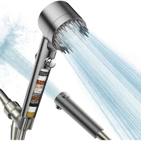 Gefilterter Duschkopf mit Handbrause – Duschkopf mit Filter – kraftvoller Wasserstrahl und verschiedene Strahlarten – Leistungsstarker Reinigungsmodus – geeignet für hartes Wasser (1/3)