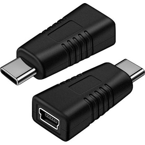 Adaptateur USB Type-C vers Mini USB, Lot de 2, Convertisseur de Charge et Données, 2,26 cm x 1,4 cm, Noir (1/5)