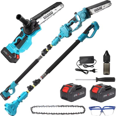 Elettrosega telescopica da 800 W, Elettrosega a pertica senza fili, Strumento elettrico per potatura, Compatibile con 2 batterie Makita (1/5)