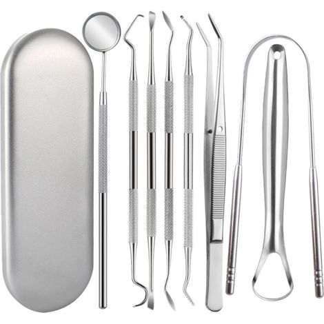Kit de nettoyage dentaire professionnel - 8 pièces en acier inoxydable
