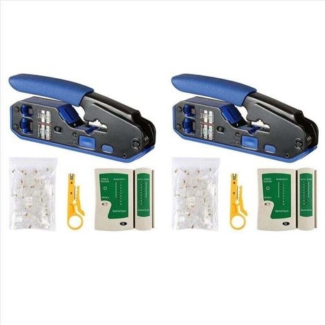 Testeur de câbles réseau RJ45, kit d'outils de sertissage CAT5, CAT5E, CAT6, 100 connecteurs