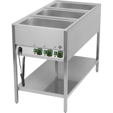 Bain marie stationnaire électrique GN 3-1/1 commande sur le côté court avec étagère basse RM - BMSK 3120 - RM Gastro