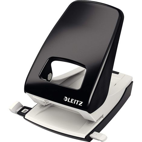 Leitz Pratica Perforatrice da Ufficio, Capacità fino a 40 Fogli, Nero, Metallo, Guida di Arresto con Barra di Selezione del Formato, Gamma NeXXt, Box, 51380095 (1/3)