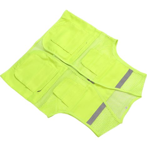 Gilet de sécurité réfléchissant, imperméable, respirant, haute visibilité, en maille, pour chantiers et conduite de nuit, taille 2XL, vert fluorescent (1/5)