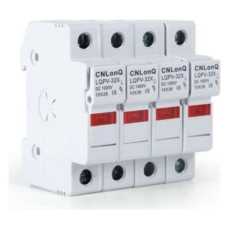 Photovoltaic fuse holder RT18-32X - 1000 V DC, 4 units, DIN base, protection for photovoltaic systems with lighting (30 A) (1/5)