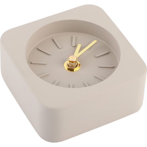 Horloge carrée minimaliste GEEKCOOK en ciment de style nordique, finition grès brun décorative moderne. (1/5)