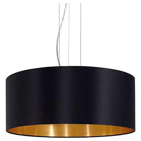 Lampadario A Sospensione Contemporaneo Maserlo Acciaio Nichel Nero 3 Luci E27 (1/4)