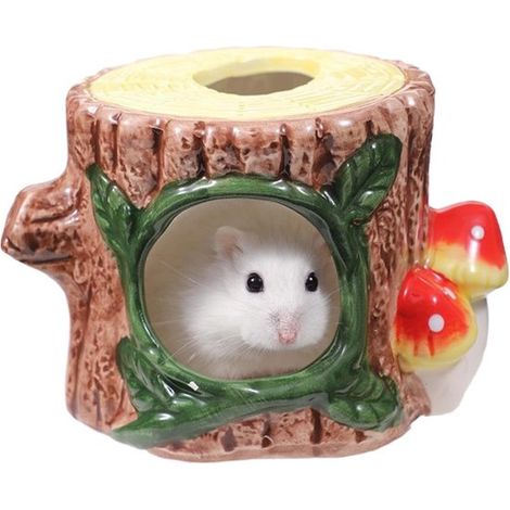 Labirinto in legno per criceti (32×15,3×10,8 cm) – Tana naturale multilivello per giocare e nascondersi, ideale per criceti, gerbilli e piccoli roditori. (1/2)
