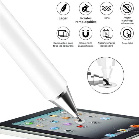 Stylos pour écrans tactiles, Stylet capacitif Haute sensibilité, Capuchon de Couverture magnétique, Universel pour Apple/iPhone/iPad Pro/Mini/Air/Android/Microsoft et Autres écrans tactiles