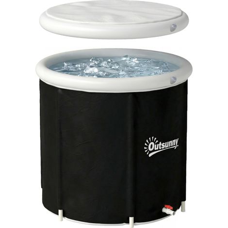 Baignoire glacée pliable gonflable 280L avec couvercle et pompe, entraßnement eau froide, 78x78x71 cm, noir (1/5)