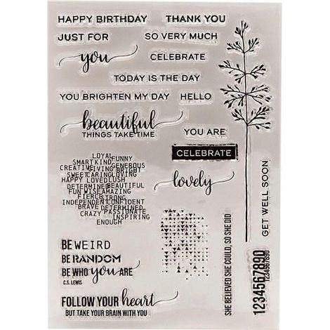 1. Tampon silicone transparent "Blessing Words" pour cartes faites main, scrapbooking et photo, pochoir clair auto-adhésif. (1/4)