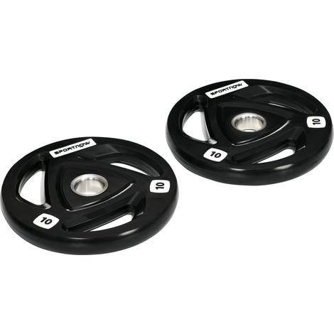 Set di 2 Dischi Pesi da 10 kg per Bilanciere Ø32x4 cm in Acciaio con Rivestimento in Gomma Nero