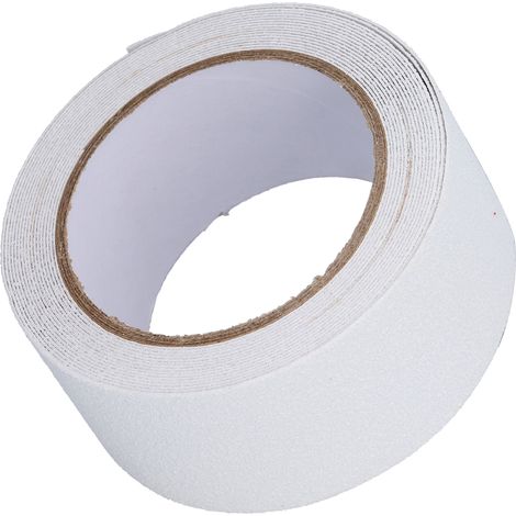 Bande antidérapante extérieure adhésive abrasif haute friction sécurité 5 mètres blanc, ruban adhésif de traction robuste pour sols glissants. (1/5)
