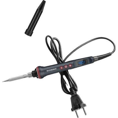 Fer à souder HANDSKIT 90 W à quatre fils avec affichage numérique, contrôle de température et élément chauffant intégré, prise européenne 220 V. (1/5)