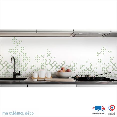 Crédence : Rosaces contemporaines - Couleur Vert blanc - Alu composite - 60 - 120 (1/3)