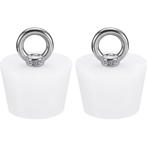 Caoutchouc Conique Bouchon 34 à 44mm Solide Baignoire Bouchon avec Anneau pour Test Tubes, Eau Tuyau, Drainage Trou, Blanc 2 Pièces (1/5)