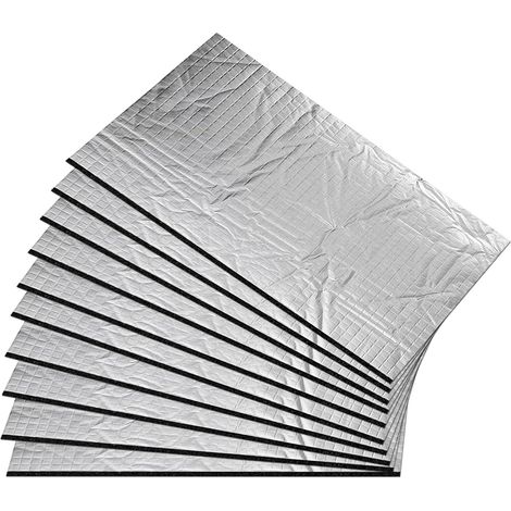 Lot de 10 plaques d'isolation en aluminium de butyle 250 x 180 x 7 mm - Isolation ignifuge - Imperméable - Tapis d'isolation anti-vibrations autocollant pour isolation acoustique et isolation (1/5)