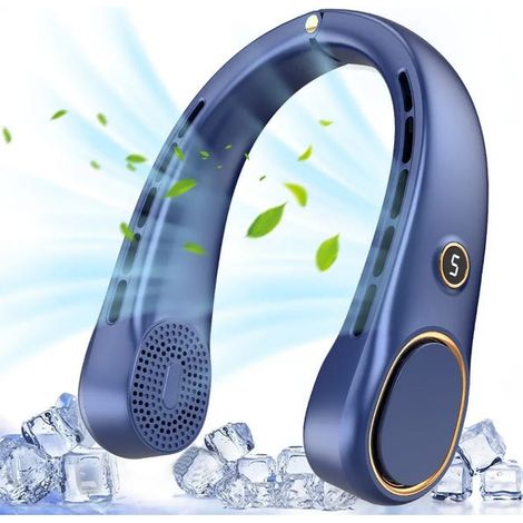 Ventilateur tour de cou mains libres sans pales,portable et rechargeable,refroidissement à 360°,réglage à cinq vitesses. (1/5)