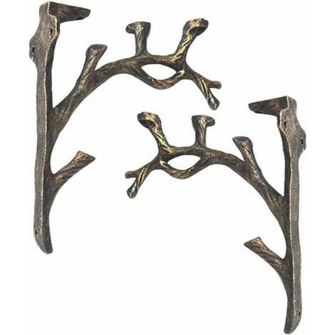 Supports d'étagère murale vintage en fer forgé – 2 pièces – Pour planches jusqu'à 60mm d'épaisseur (1/4)