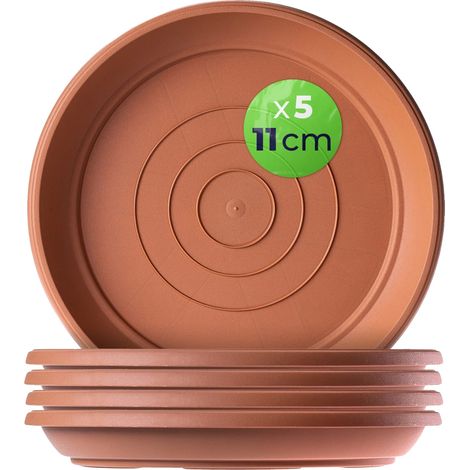 Topfuntersetzer, 11 cm Durchmesser, Hochwertiger Kunststoff, Wasserhaltefunktion, Anthrazitfarbe, Terrakottafarbe (1/5)
