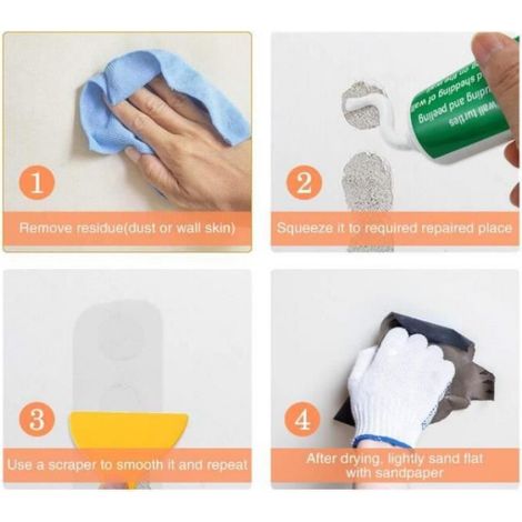 Enduit De Rebouchage Élastique - Pour Réparation Murale - Convient Pour Fissures Et Trous - 100 ml (1/4)