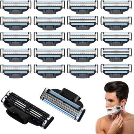 Recharges de lames de rasoir Mach 3, 20 Pièces Lames de Rasoir Mach 3, Hommes Lame De Rasoir Mach 3, Mach 3 Recharges de Lames de Rasoir, Compatibles avec Rasoir Mach 3, pour Tous Types de Barbes (1/4)