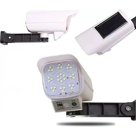 (31 LED) Lampe solaire avec caméra haute simulation 2000 lumens, 77 LED, applique murale extérieure avec détecteur de mouvement, 3 modes d'éclairage, compatible avec les portes de garage. (1/5)
