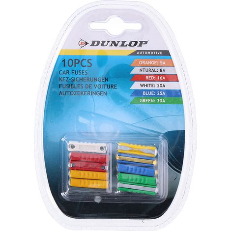 Set di 10 fusibili per auto Dunlop assortiti (1/2)