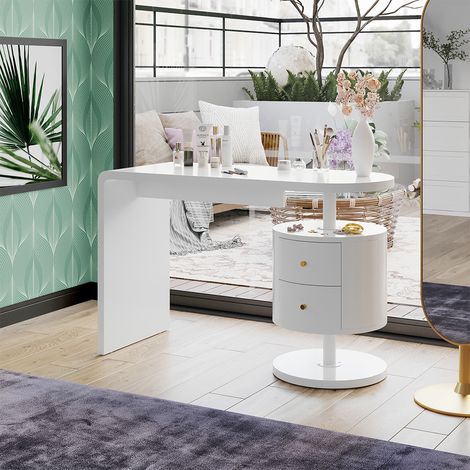 Mesa de maquillaje Lara, Blanco, 120 cm con 2 cajones, Vicco