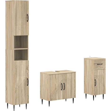 3 Piece Bathroom Cabinet Set HAARLEM Engineered Wood vidaXL (1/5)
