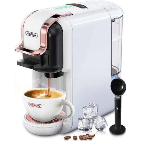 Machine à Café Multi Capsules - HiBREW - 5 en 1 - Pression 19 Bars - Arrêt Automatique - Blanc