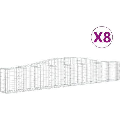 Paniers à gabions arqués 8 pcs  Mur en gabion 400x30x60/80 cm Fer galvanisé