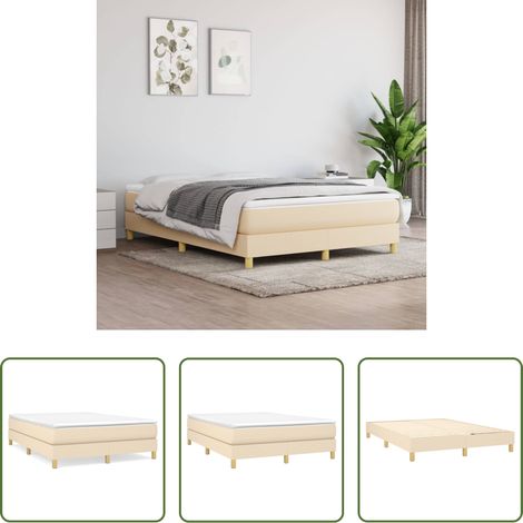 Matratze -  Boxspringbett mit Matratze Creme 140x200 cm Stoff (1/5)