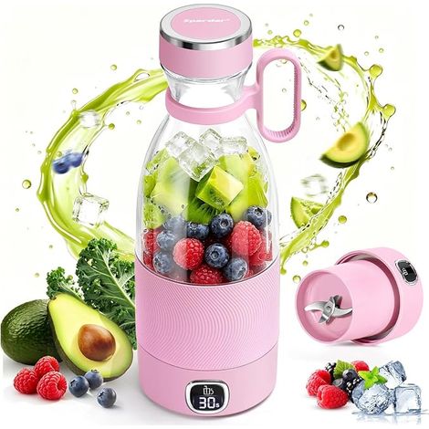 Mixeur Portable, Mini Blenders de 350ml avec Affichage Led, Blender Smoothie Rechargeable par Usb le Fitness, les Voyages et le Travail (1/5)