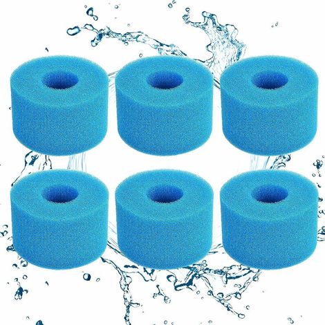 Éponge Filtrante Type S1, Cartouche de Filtre en Mousse, Mousse pour Filtre Piscine, Réutilisables et Lavables, Filtre en Mousse pour Spa, Piscine, Jacuzzi (6, Bleu) (1/5)