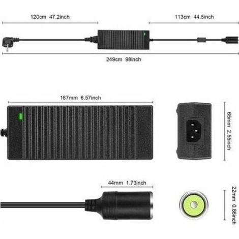 Convertitore da 220 V a 12 V, 120 W, 10 A, adattatore per spina accendisigari AC/DC (1/4)
