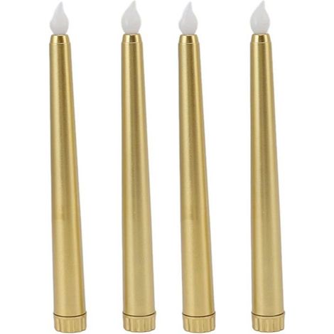 Lot de 4 bougies coniques sans flamme, 25 cm de long, bougies LED à piles (dorées) (1/5)