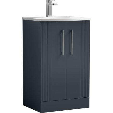 Nuie Deco Floor Standing 2-Door Vanity Unit with Basin-4 500mm Wide - Satin Anthracite (1/5)