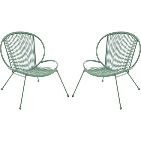 Lot de 2 fauteuils de jardin en métal et résine tressée - Kaki - NIKAO de MYLIA (1/5)
